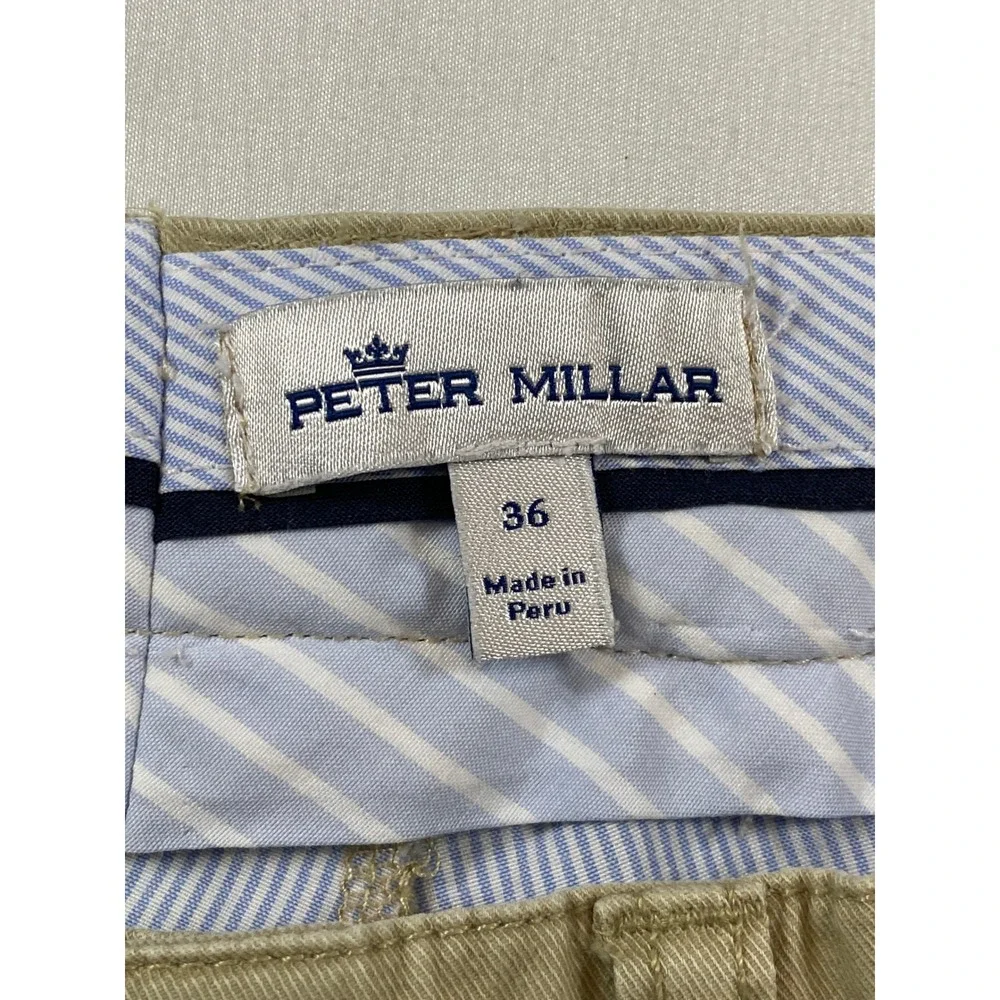 Peter Millar Mens 36x29 Khaki 5 Pocket Twill Pants‎ Straight Leg Tan Cotton Peru